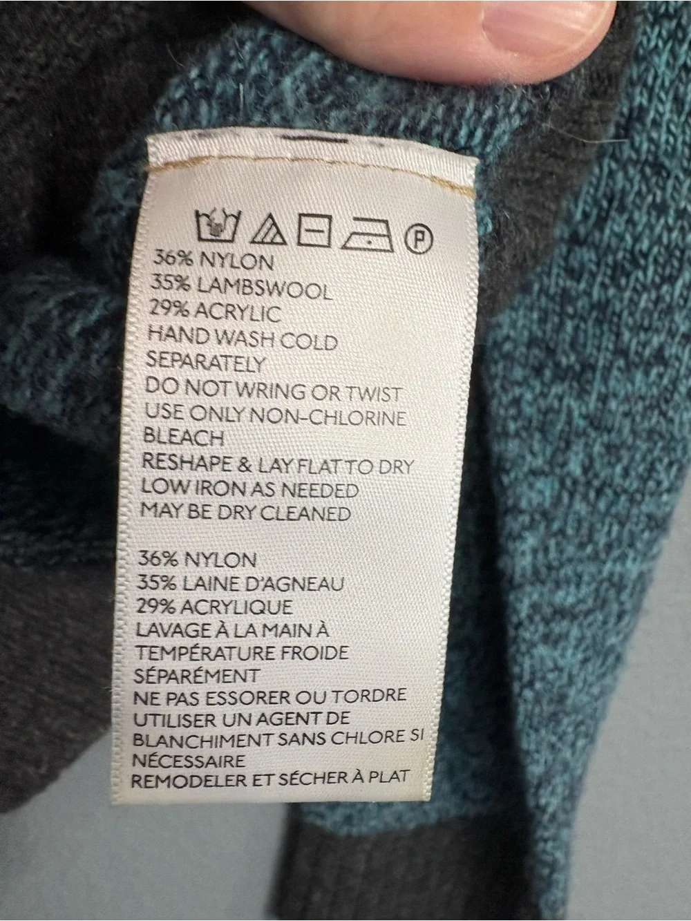 O’Hanlon Mills Blue Marled Lambswool Blend Button Front Cardigan Sweater Small